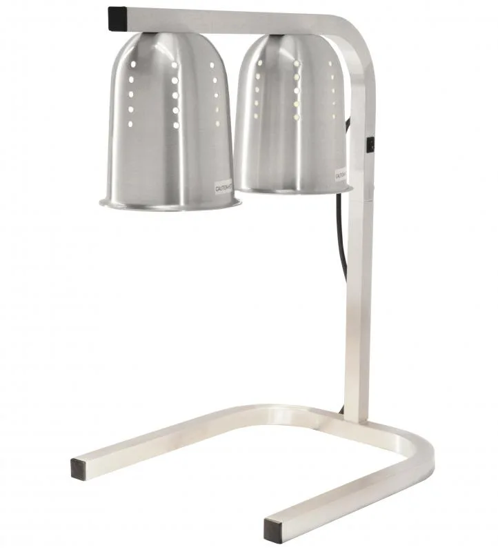 2-Bulb Commercial Portable Heat Lamp, Silver – 2 x 250 W, 110 V/60 Hz/1 Ph