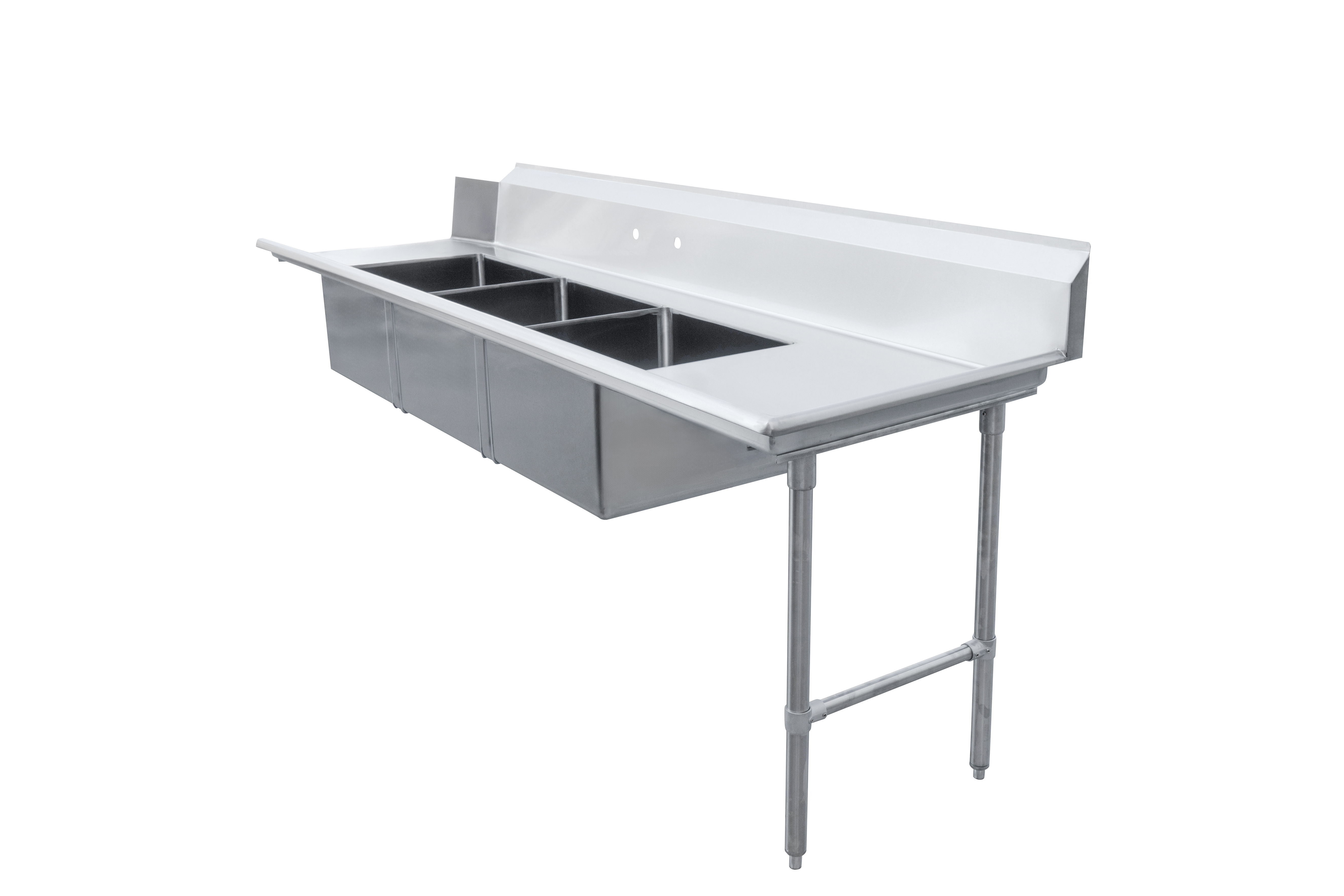 108-inch Right Side Soiled Dish Table with Three Sinks