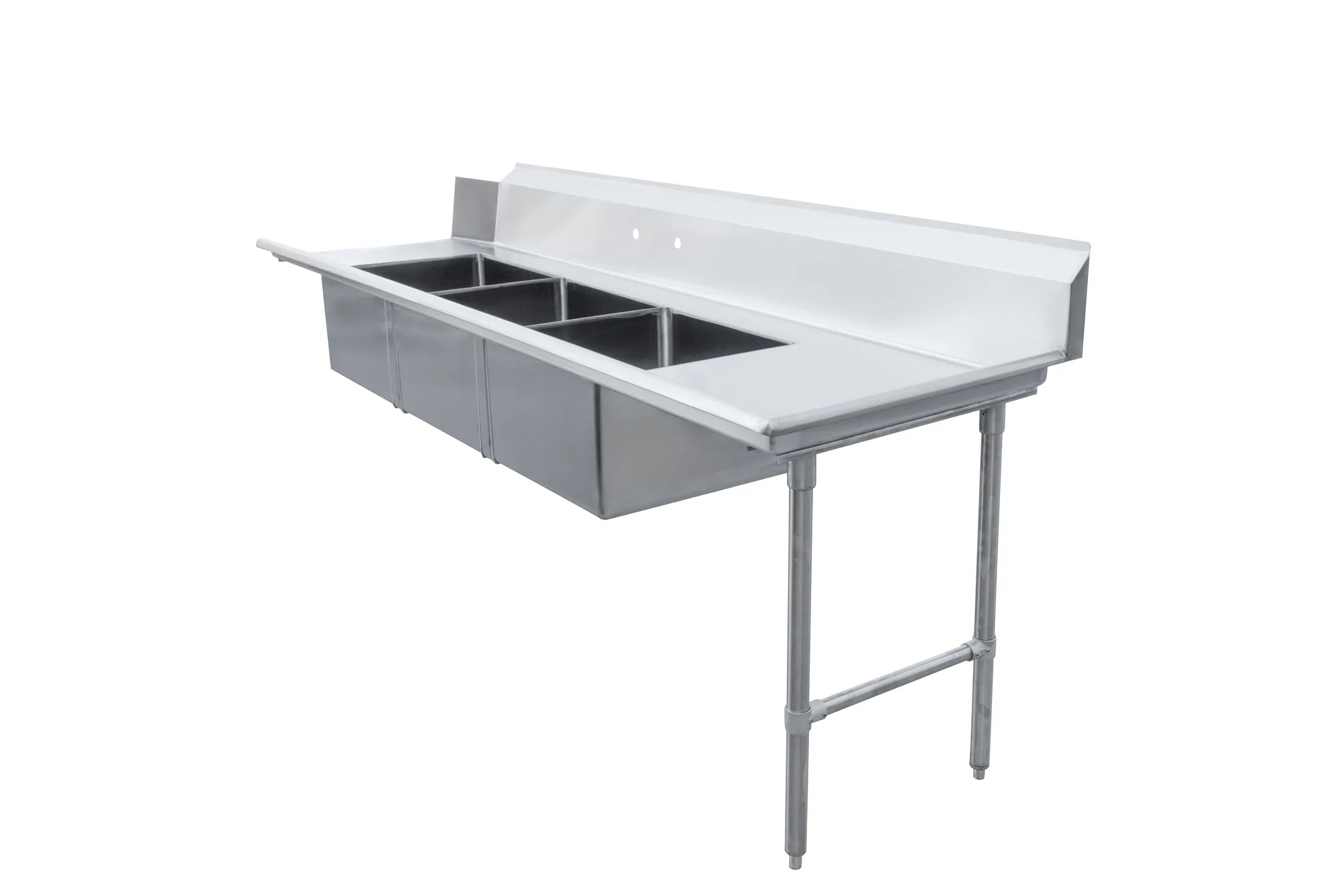 108″ Right Side Soiled Dish Table with Three Sinks