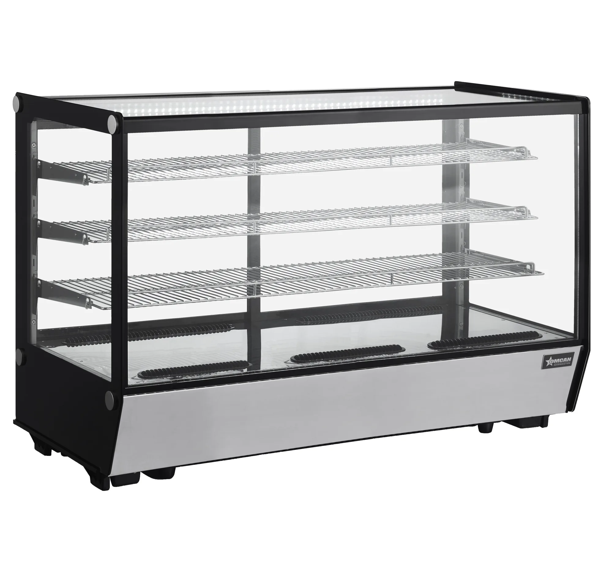 48″ Three (3) Shelf Countertop Square Glass Refrigerated Display, 8 cu. ft. (225 L)