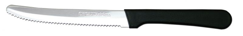 Rounded Tip, Narrow Blade Steak Table Knife with Plastic Black Handle