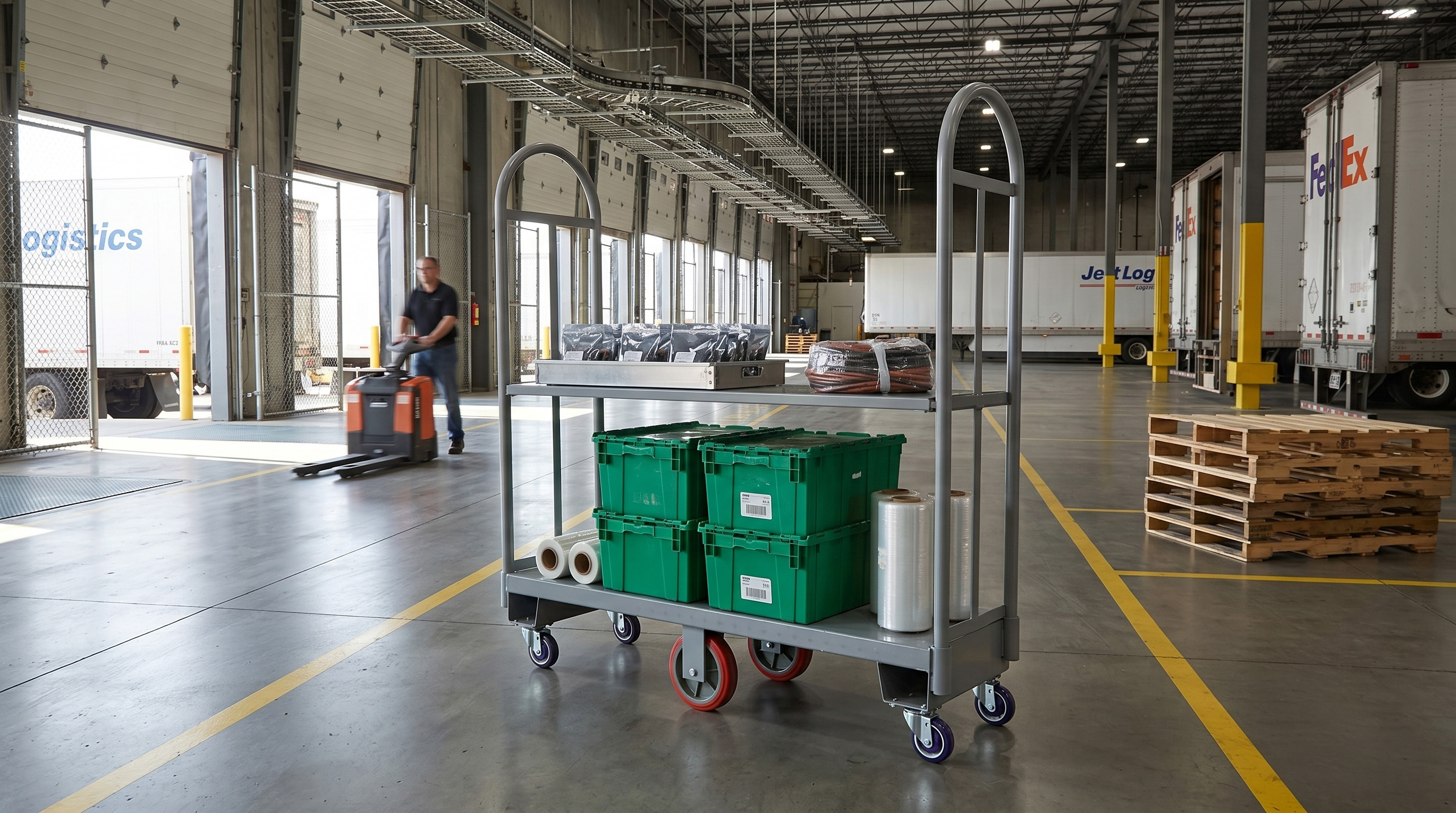 Heavy-Duty U-Boat Steel Utility Cart 16" x 60" - 1 Shelf