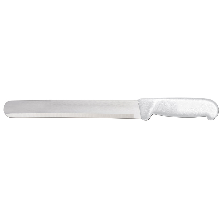 12-inch Slicer Straight Knife with White Polypropylene Handle