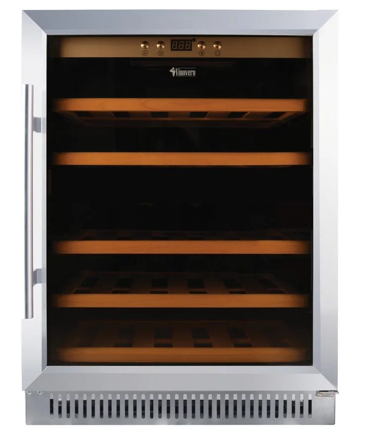 Vinovero 24″ Single Zone Wine Cooler with 51 Bottle Capacity and Stainless Steel Door