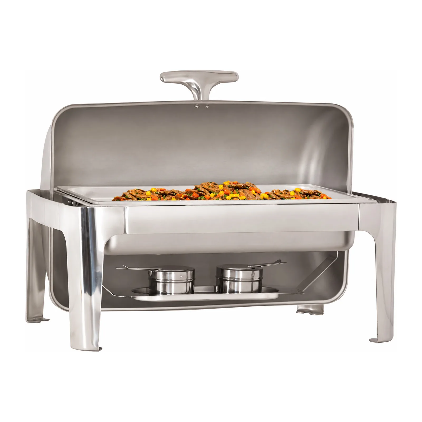 9 L / 9.5 qt Stainless Steel Round Chafing Dish with Roll Top Cover
