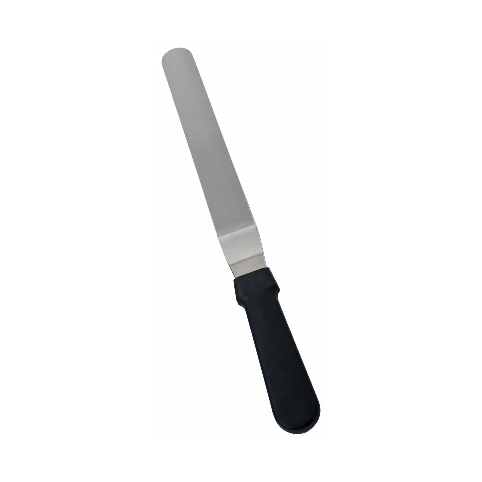 Stainless Steel Offset Baking / Icing Spatula with 6 1/2″ x 1 5/16″ blade and Black Plastic Handle