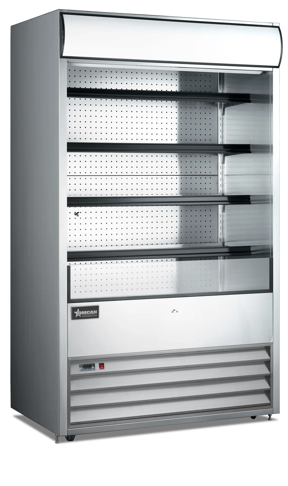 48″ Four (4) Shelf Grab-and-Go Open Refrigerated Floor Self-Serve Display Case, 24.7 cu. ft. (700 L), Stainless Steel