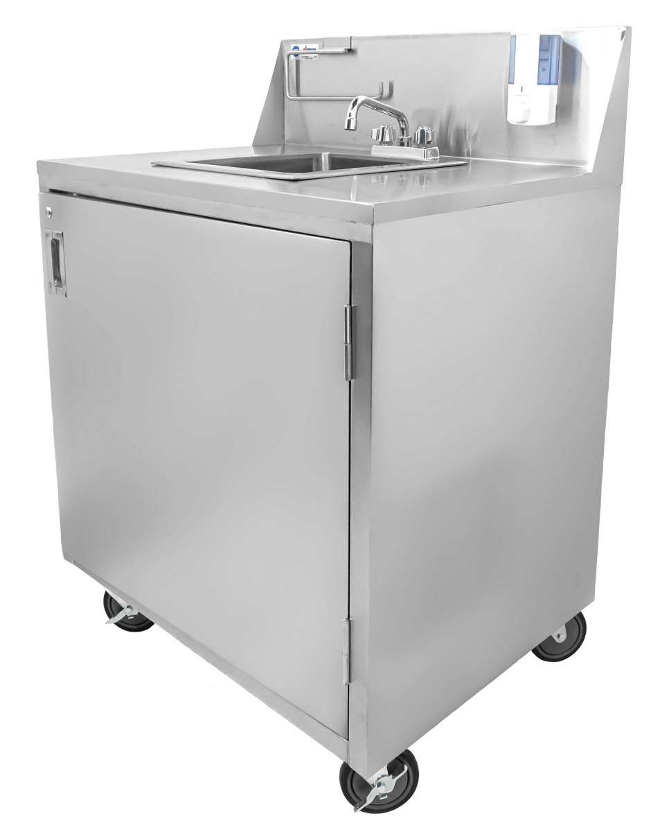 Portable Hand Sink with Backsplash and Water Heater Tank and Pump