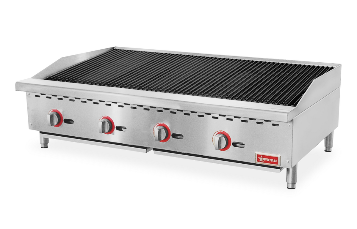 48″ Countertop Radiant Gas Charbroiler, 4 burners, 140,000 BTU