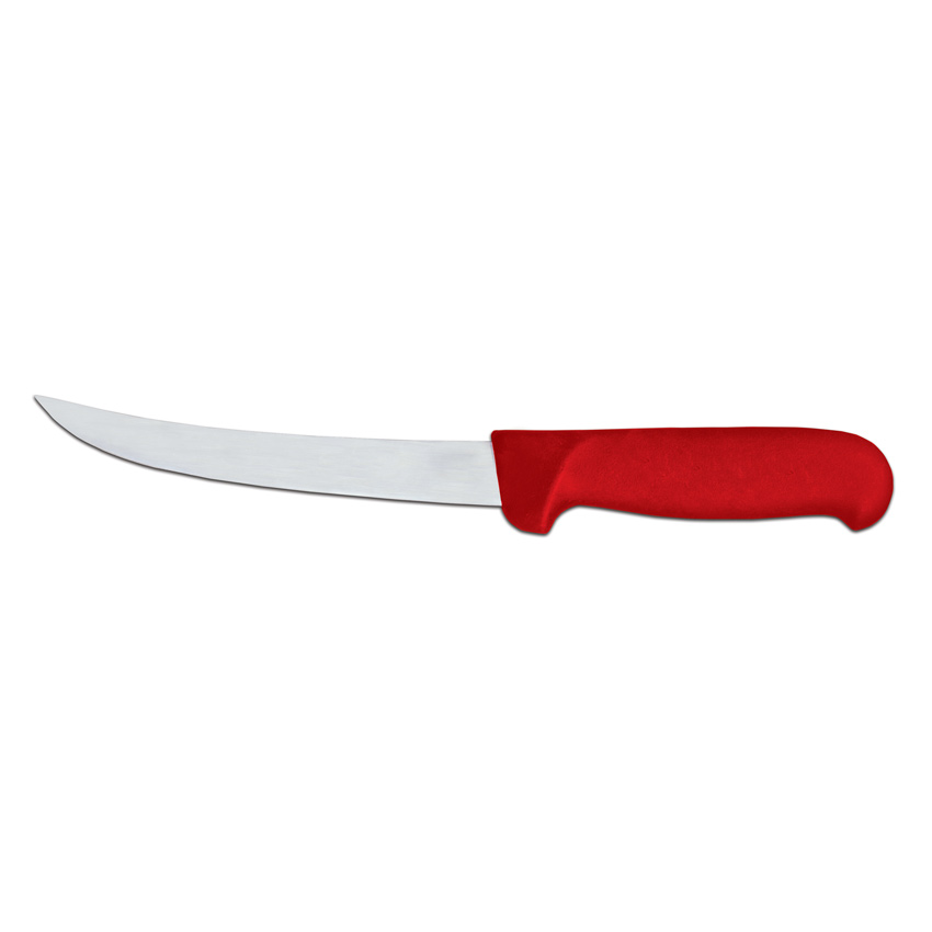 6-inch Curved Blade Boning Knife with Red Super Fiber Handle