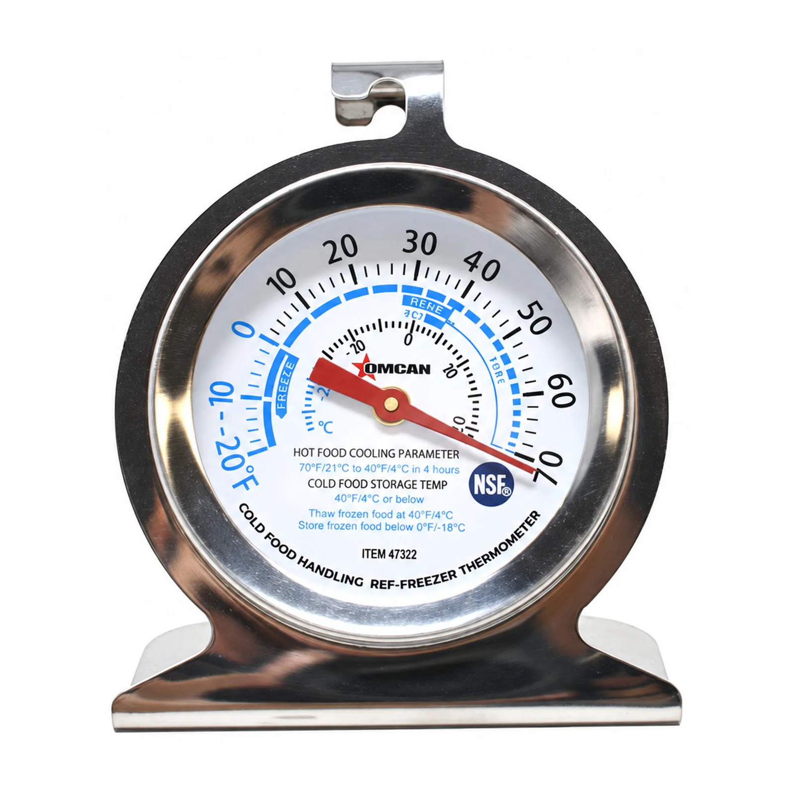 Refrigeration Thermometer with Hanging Hook and Built-in Standing Panel