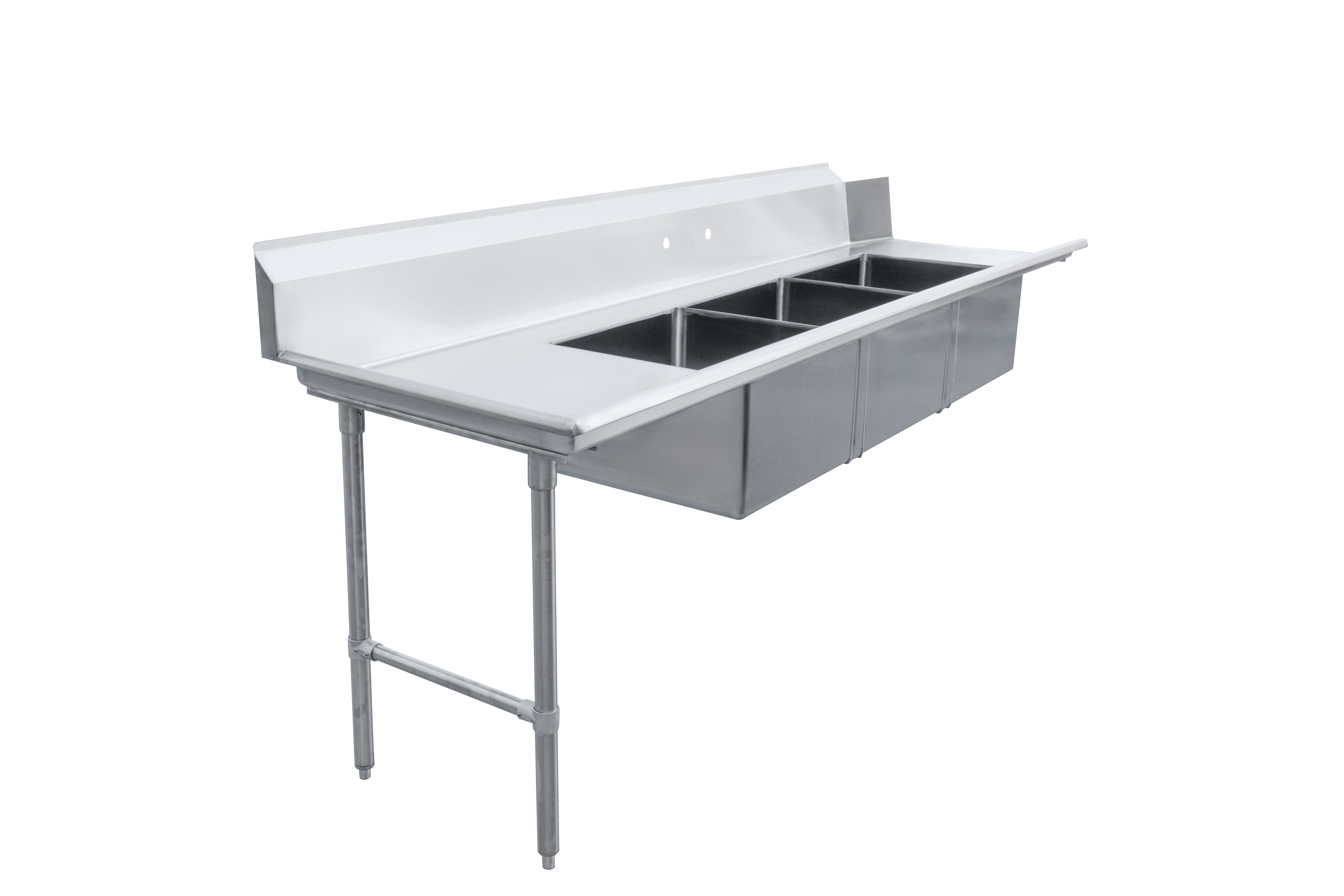 108-inch Left Side Soiled Dish Table with Three Sinks