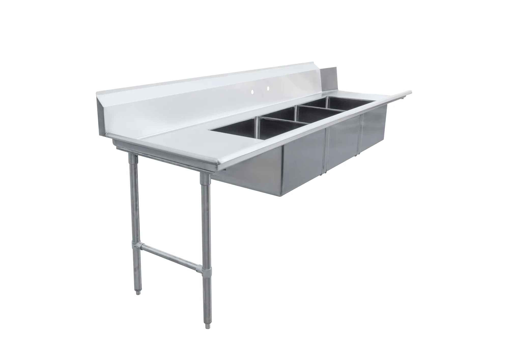 108″ Left Side Soiled Dish Table with Three Sinks