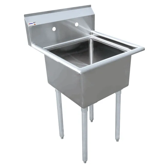 23″ x 23 1/2″ x 44″ Overall (18″ x 18″ x 11″ Tub) 18-gauge stainless steel One Tub Sink with 3.5″ Center Drain Without Drainboard
