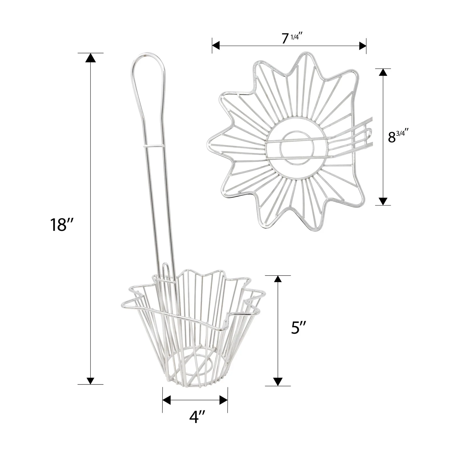 8 3/4″ x 7 1/4″ Taco Salad Bowl Frying Basket with 18″ Handle