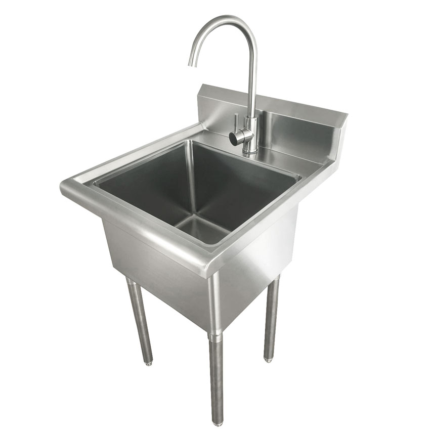 One Tub Laundry Sink with Faucet and Drain Basket – Tub Size 18″ x 16″ x 13″