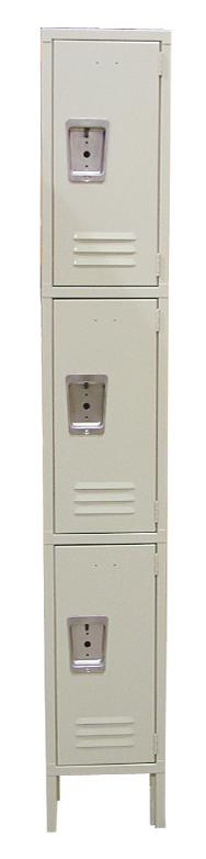 3 Tier, 1 Bank Steel Locker – Beige