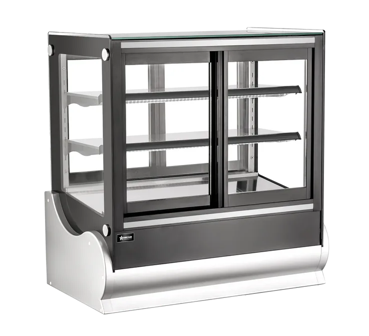 36″ Two (2) Shelf Square Refrigerated Self-service Countertop Display Case, 7 cu. ft.(185 L), Black