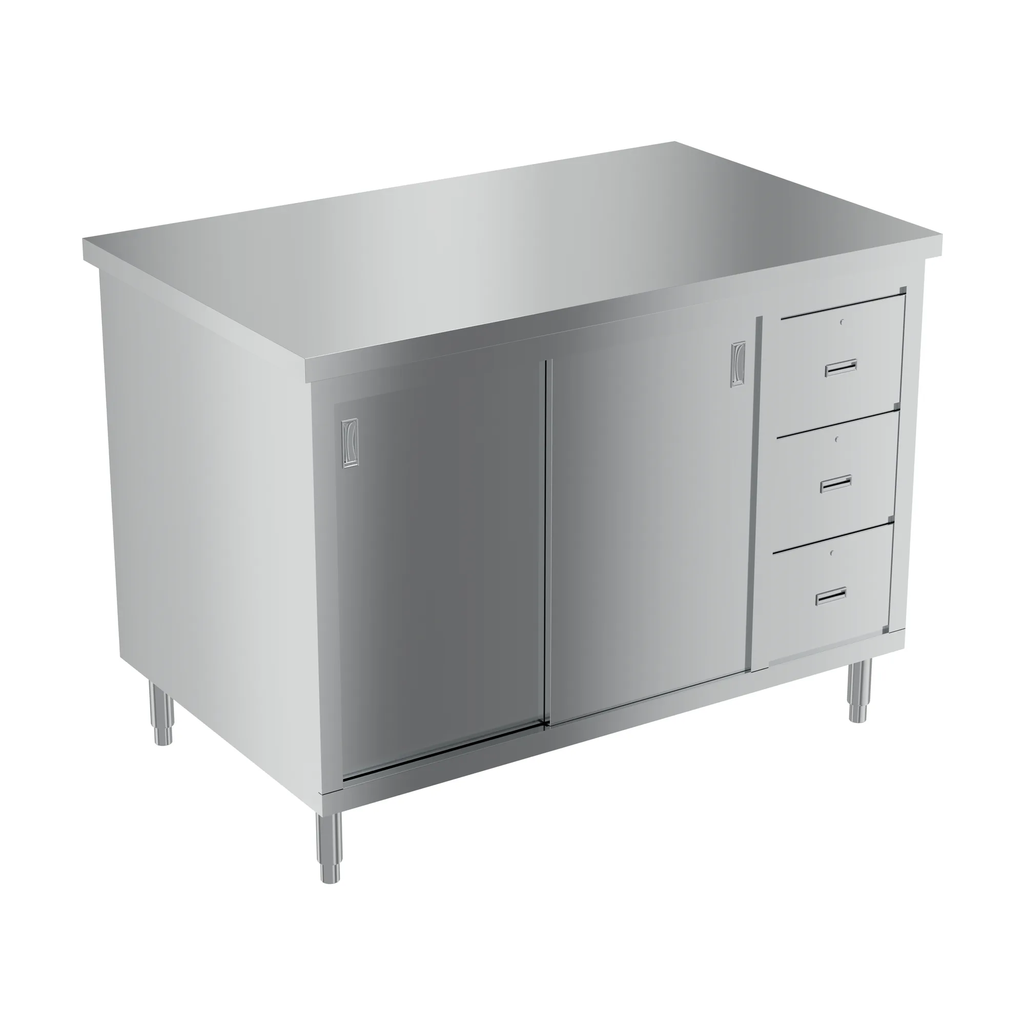 30″ x 48″ Stainless Steel Worktable With Cabinets And Drawers