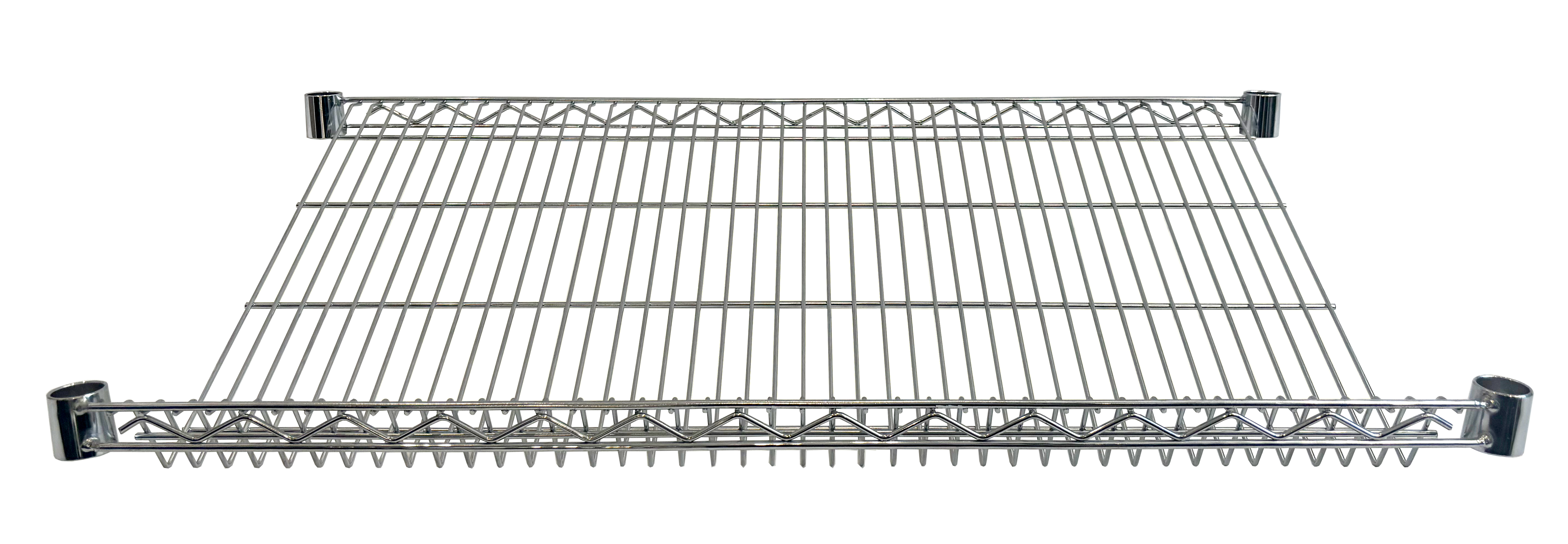 Slanted Merchandising Wire Shelving, 27 Degree, Chromed, 24" x 72"