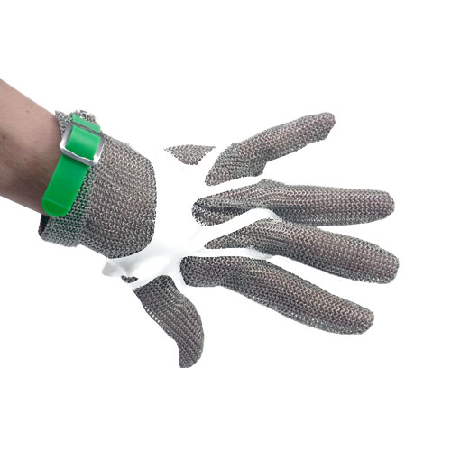 Five Finger Stainless Steel Mesh With Green Silicone Strap – Extra Large