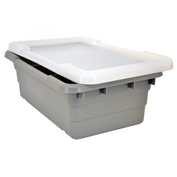 Gray Meat Lug Tote Box with Lid