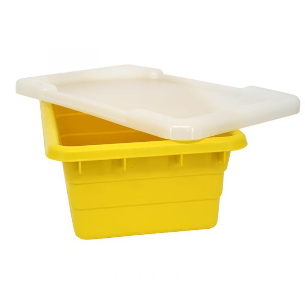 Yellow Meat Lug Tote Box with Lid