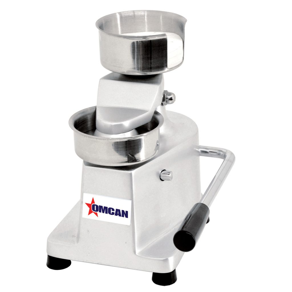Top-Down Press Patty Maker with Rear-Mounted Paper Holder with 5.2" Diameter