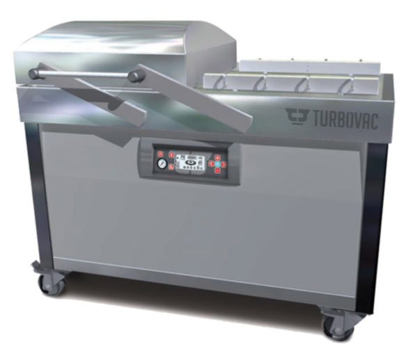 Turbovac Heavy-Duty Double Chamber Vacuum Packaging Machine with Stainless Steel Cover and Flat Working Surface with 24" Seal Length