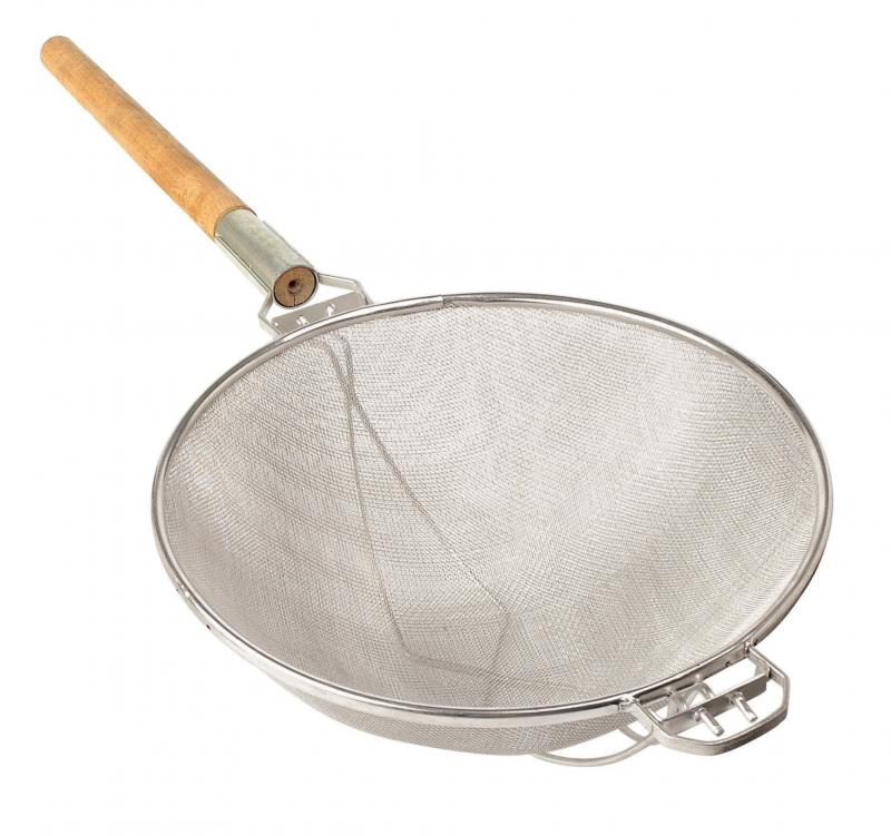 12 Inch Tinned Mesh Reinforced Double, Round Mesh Strainer