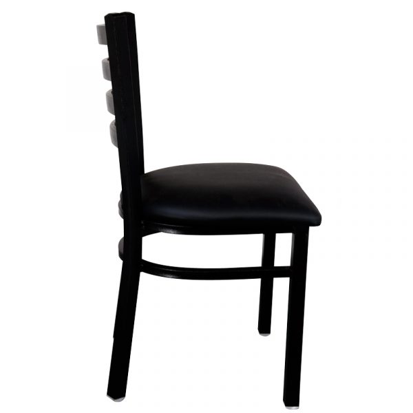 44396 - Metal Ladder Back Chair with Black Finish and Black Seat - Side View