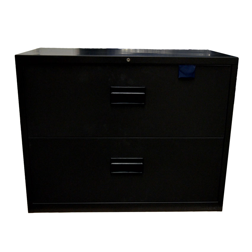 Charcoal Black Legal Lateral File Cabinet With Two Drawers Omcan