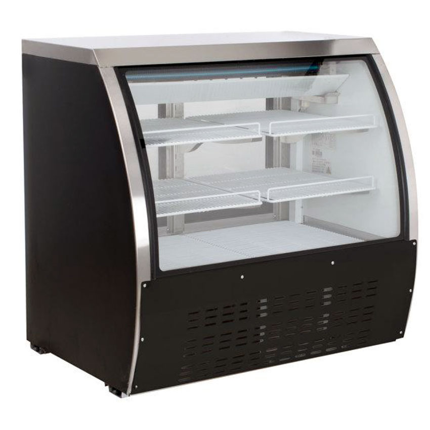 36-inch Refrigerated Floor Showcase with Black Coated Steel Exterior – Omcan