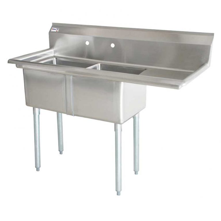 24″ x 24″ x 14″ Two Tub Sink with 1.8″ Corner Drain and Right Drain ...