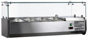 59-inch Refrigerated Topping Rail with Glass Guard – Omcan