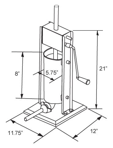 Omcan 44203 6-lb/3kg Vertical Direct Drive Manual Sausage Stuffer