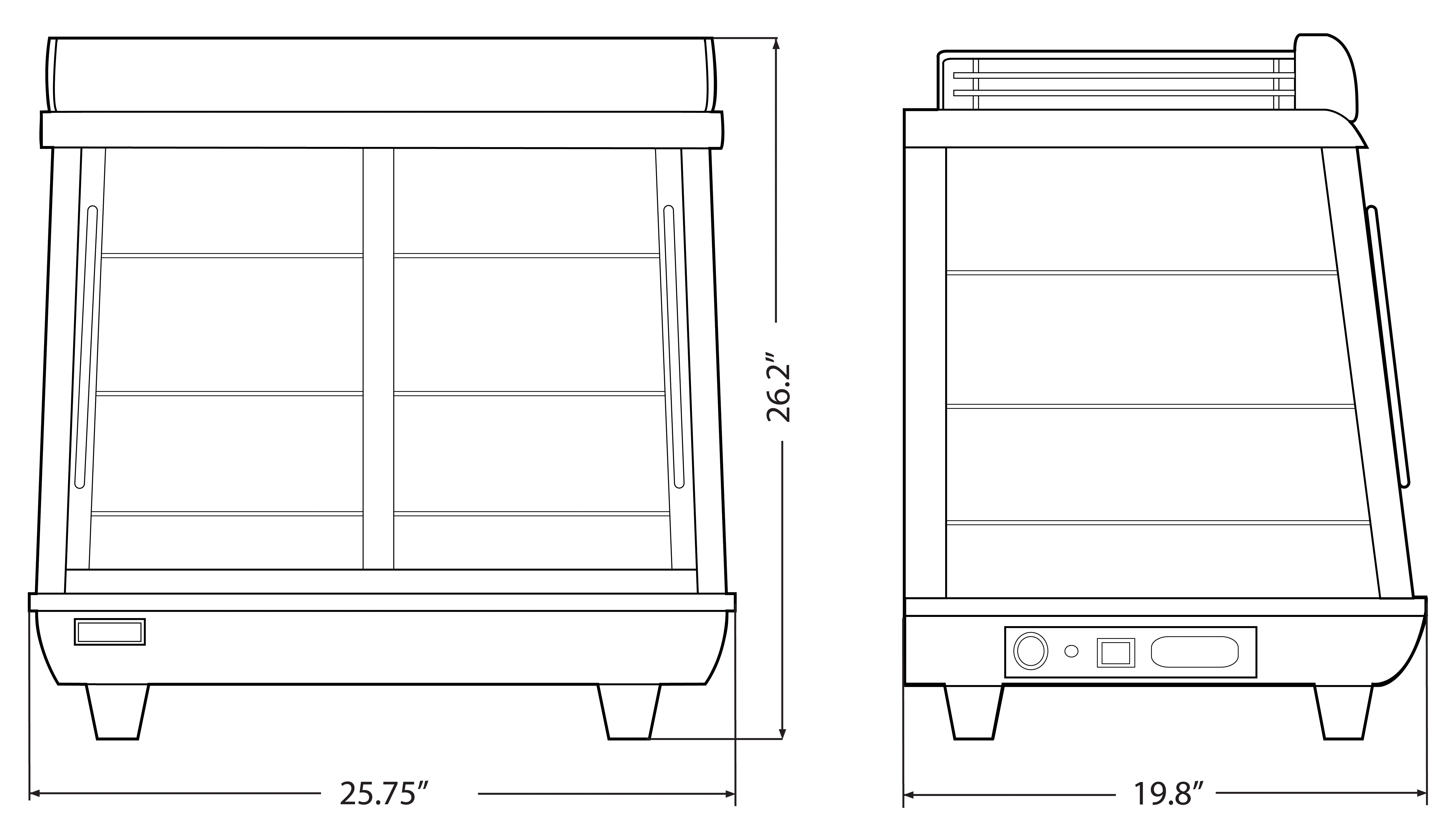 44-inch Countertop Curved Glass Display Warmer with 6 Pans – Omcan