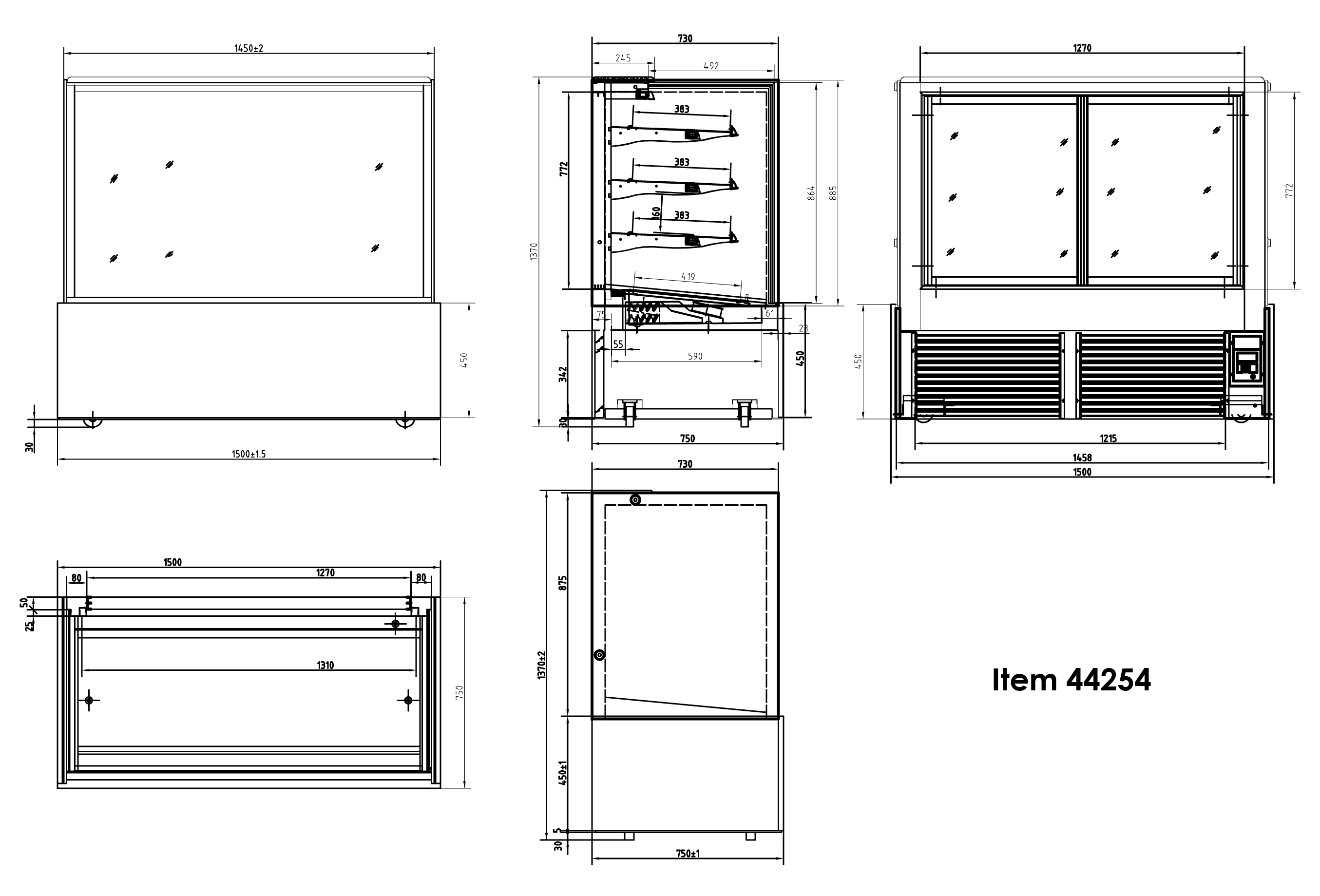 59-inch Square Glass Floor Refrigerated Showcase – Omcan