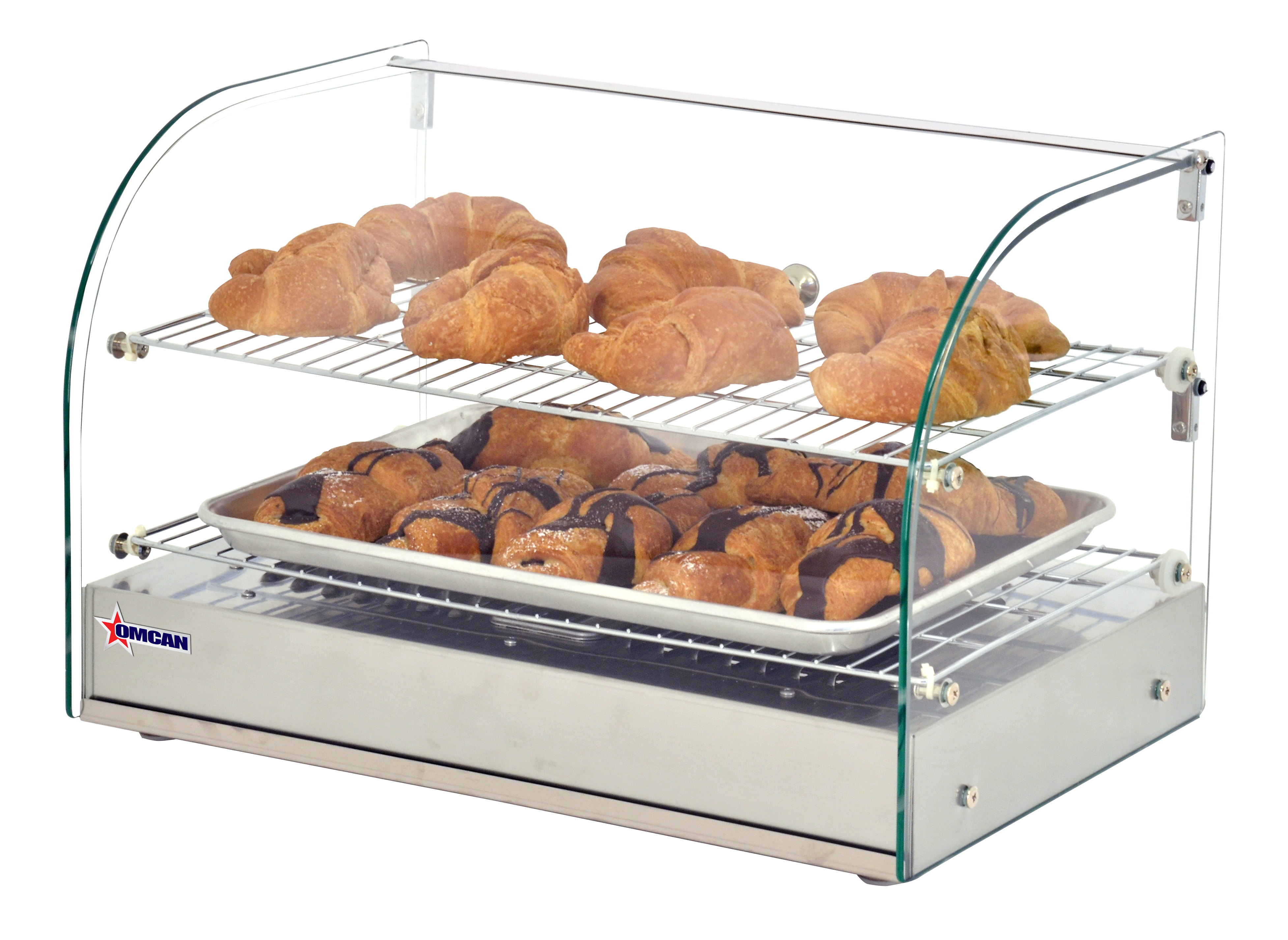 44-inch Countertop Curved Glass Display Warmer with 6 Pans – Omcan