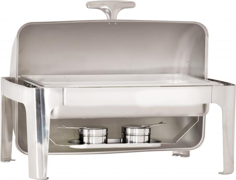 9 L / 9.5 QT Stainless Steel Round Chafing Dish with Roll Top Cover